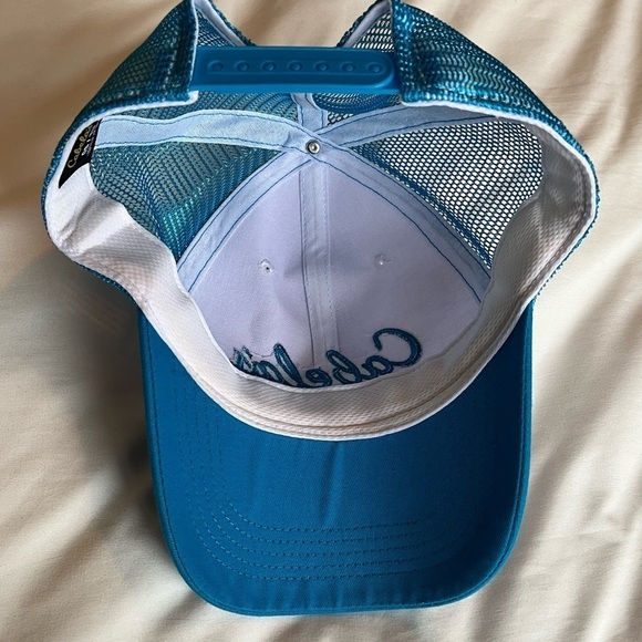 NWOT Cabela's Teal and White Trucker Style Snapback Cap Hat OS - Picture 4 of 7